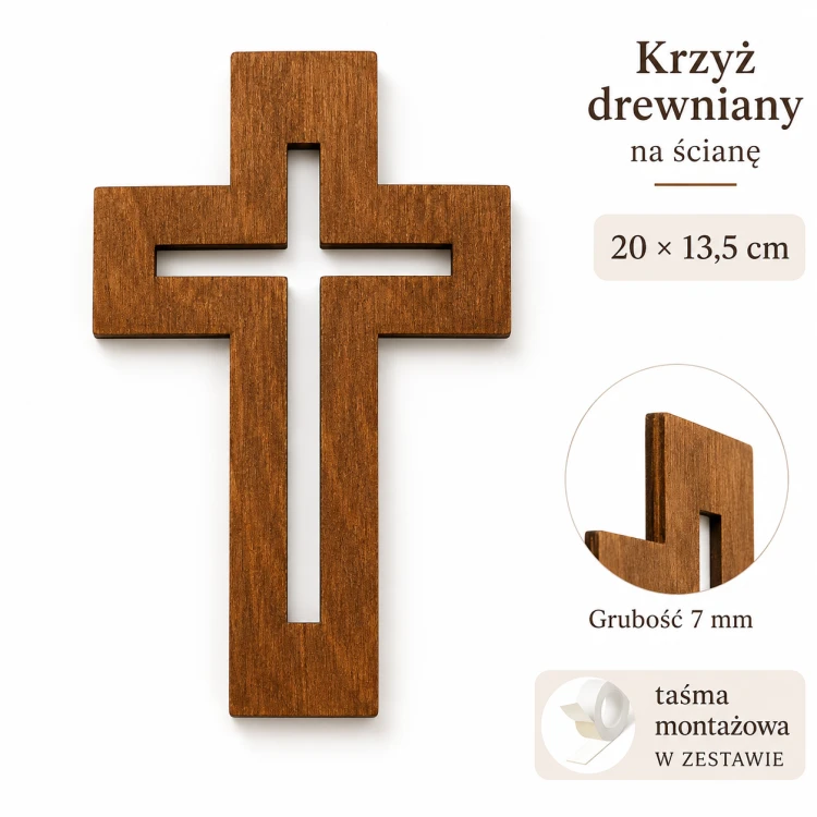 Krzyż drewniany na ścianę ze sklejki woskowanej,  najważniejsze inforacje